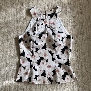 Fun and Flirty Sleeveless Floral Tank Top w/Peplum In Perfect Condition
